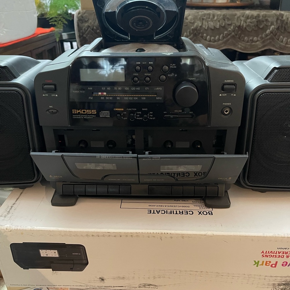 Black Portable Stereo System